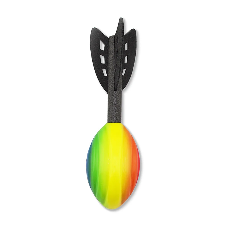 29Cm Regenboogschuim Spiraal Raket Voetbal Hand Gooien Speelgoed Buiten Lange Afstand Darts Speelgoed Integratief Leuk Werpspel