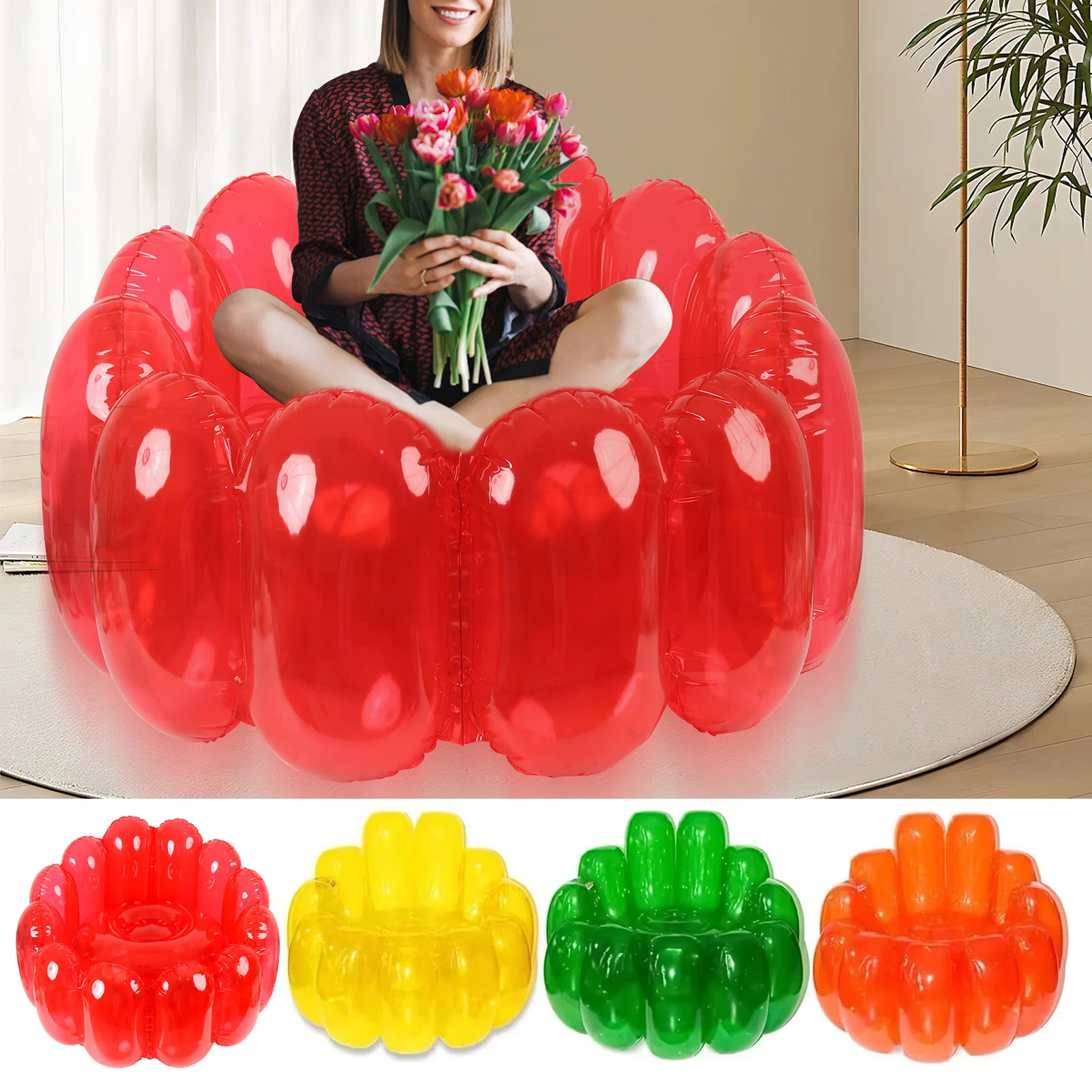 Outdoor Camping Inflatable Chair Easy Setup Durable PVC Material Jelly Sofa for Women Men Kids Children