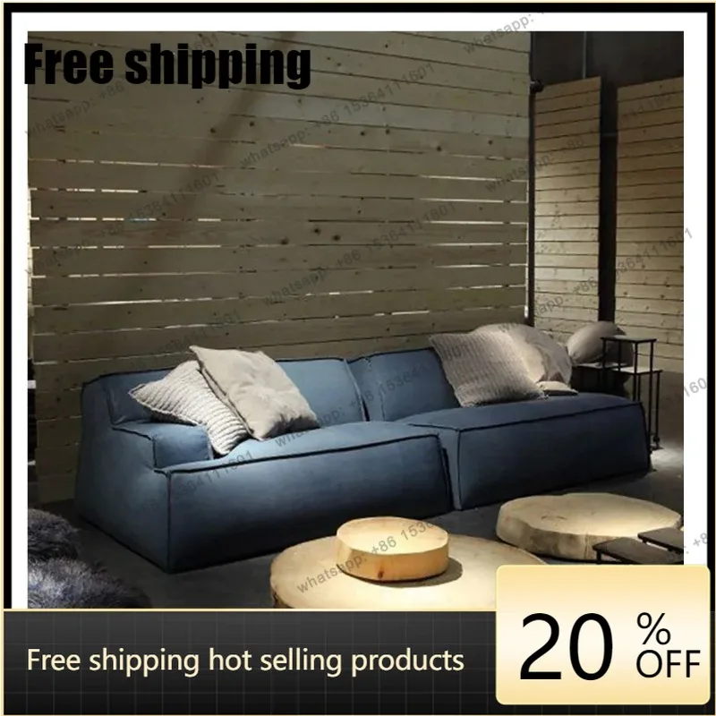 Customization Leather sofa first layer cowhide high-end living room designer straight row three-person sofa