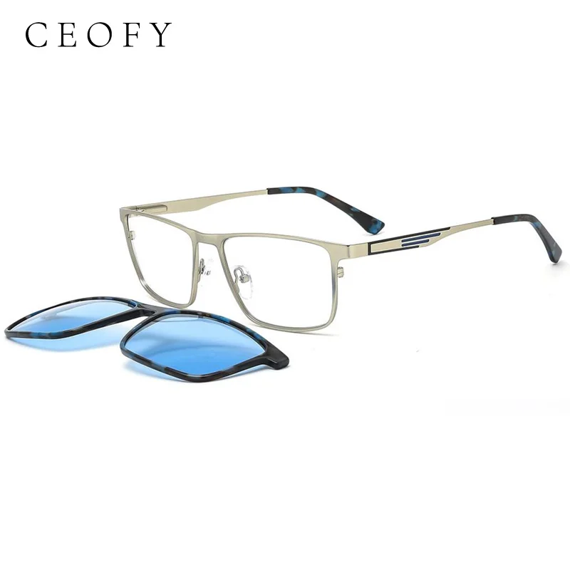 Ceofy Men Optical Eyeglasses Frame Magnetic Clip Myopia Popular Polarized Sunglasses Prescription Driving Glasses Frame