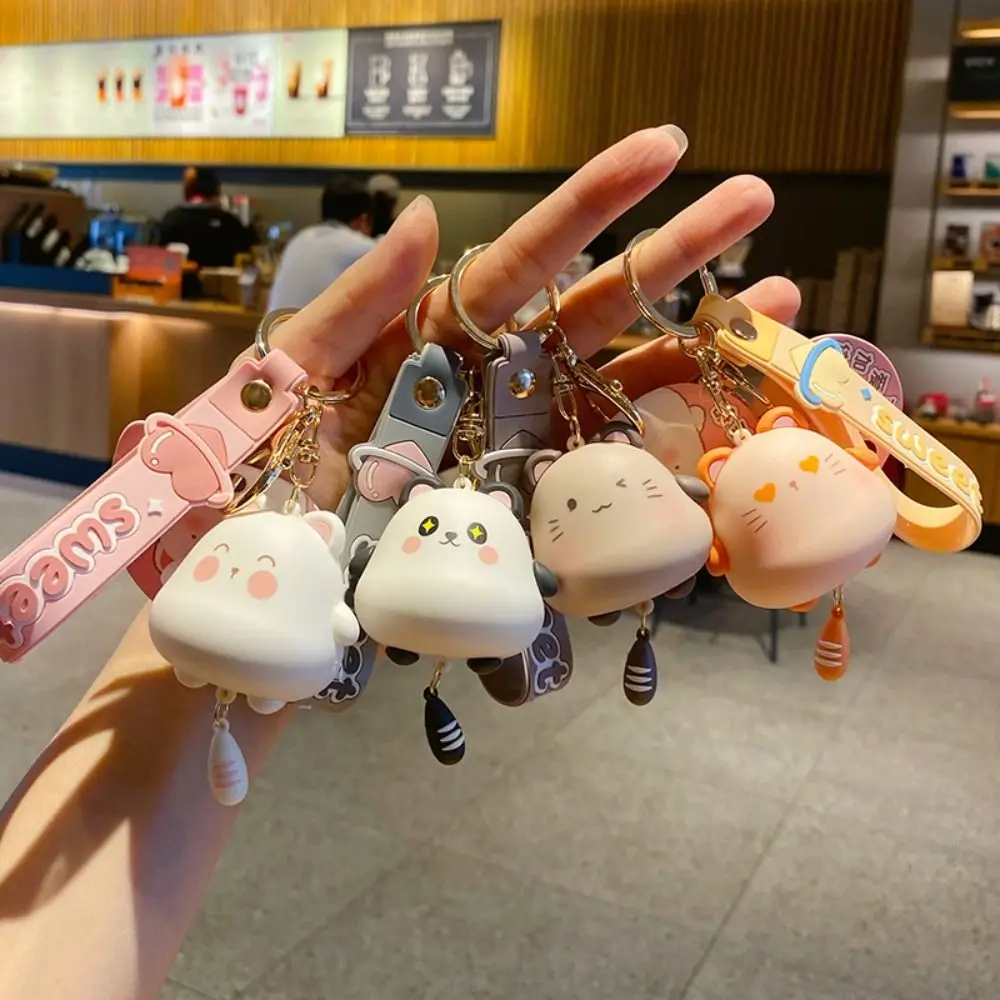 Fashion PVC Smiling Cat Pendant Cartoon Animal Hanging Ornament Panda Keychain Couple Bag Pendant Bag Accessories