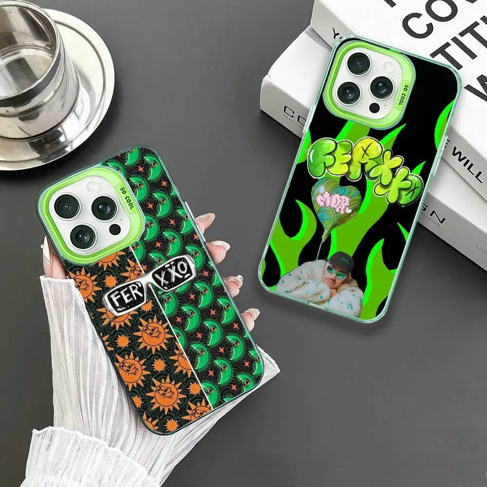 حافظة هاتف Feid Ferxxo SIXDO لهاتف iPhone 16,15,14,13,12,11,Mini,Pro,MAX غطاء مقاوم للصدمات باللون الأخضر غير اللامع