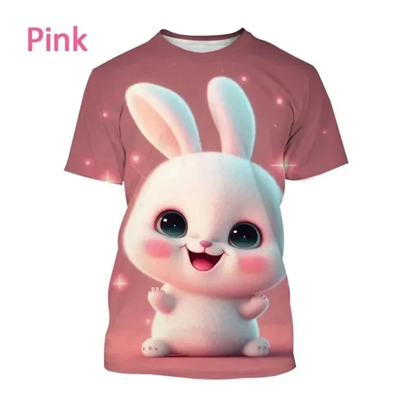 3D Cute Animal Rabbit Printing T Shirt Children Fashion Streetwear Short Sleeves New Summer Harajuku Tee Shirts Clothes Tops Tee