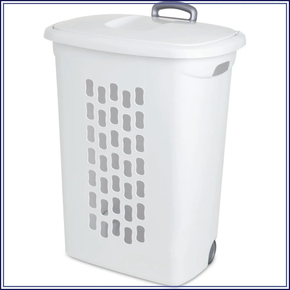 Wheeled Laundry Hamper w/ Flip Lid, 6-Pack, Rolling Clothes Cart, Retractable Handle, Ventilated, for Home/Dorm