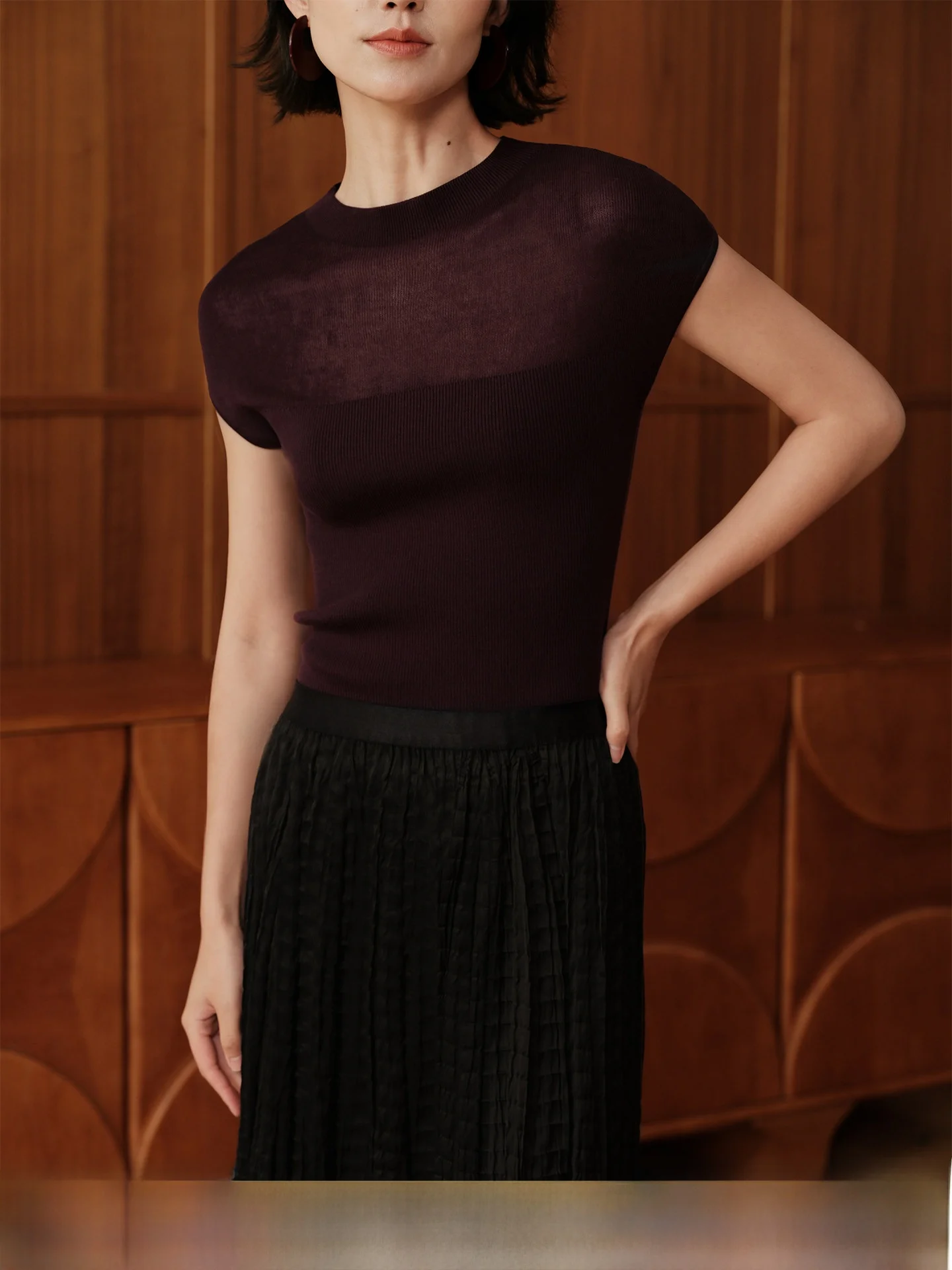 

Трикотажная футболка Chimei Rihua с короткими рукавами из трехкомпонентного лиоцелла, тонкая, с простым дизайном, женская модная одежда для весеннего сезона