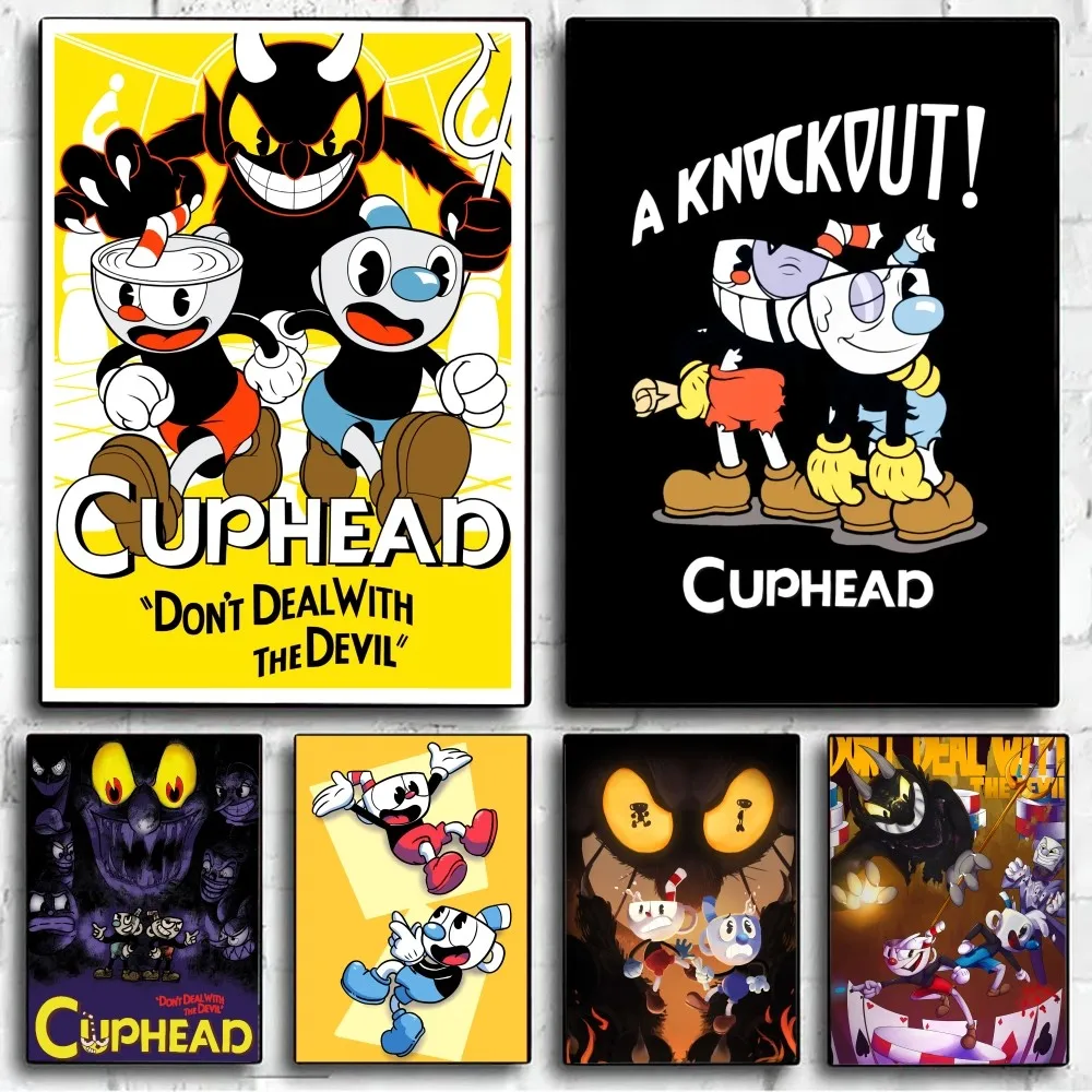 Cartoon Game C-Cuphead Poster No Framed Poster Kraft Club Bar Paper Vintage Poster Wall Art Painting Bedroom Study Stickers