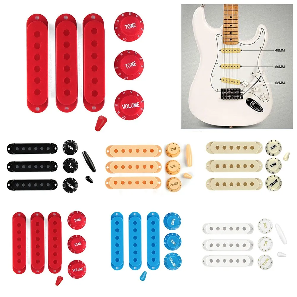 Cubierta de pastilla de guitarra eléctrica de bobina única multicolor, 1 volumen, 2 tonos, perilla de Control de velocidad, punta de interruptor de