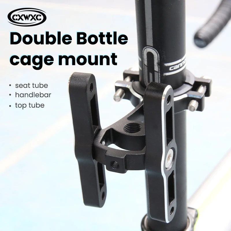 CXWXC Aluminum Alloy Water Bottle Cage Single Double Adapter Mount MTB Road Bike Cycling Kettle CO2 Cartridge Cylinder Holder