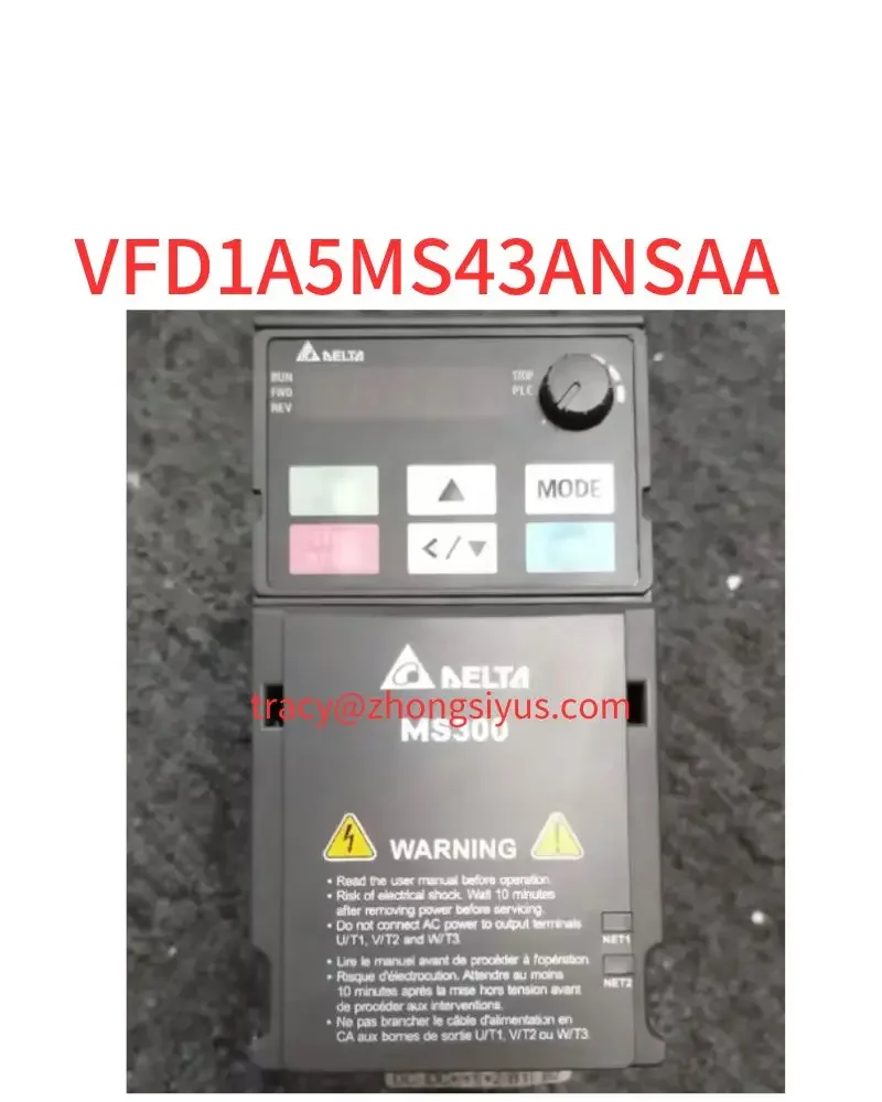 

Used frequency converter, VFD1A5MS43ANSAA MS300 series, 0.4 kw 380V, function package