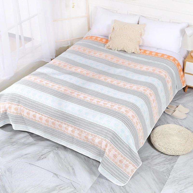 

Summer Cool Quilt Simple Modern Air Condition Thin Blanket Kids Adult Six-layer Gauze Soft Mat Stripe Pure Cotton Soft Blanket