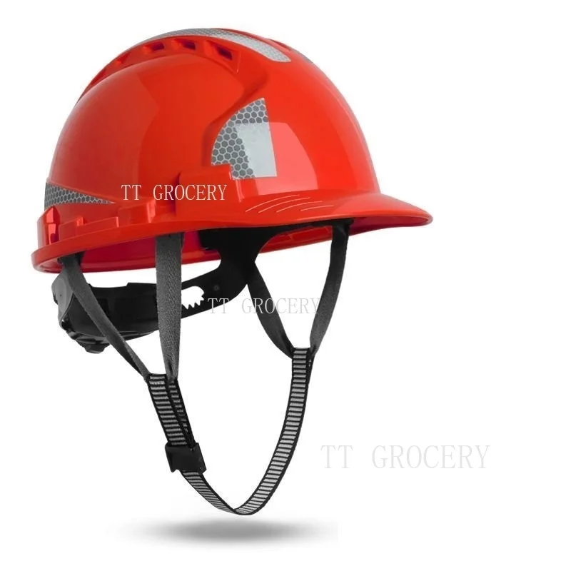 Safety Helmet  Breathable ABS Protective Hard Hat with Reflective Strips Impact-Resistant Ventilated Construction Building Work