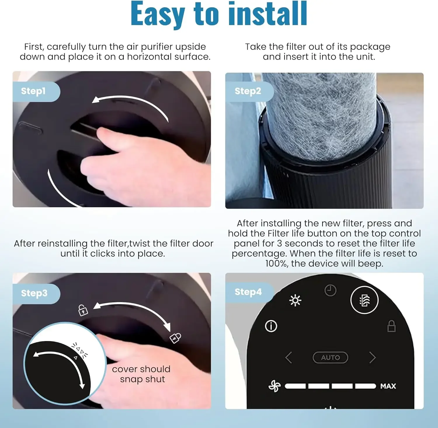 True HEPA  max Filter Compatible with Shark HP300 HP301 HP302 HP305 UA205 UA505 AP1000 Part # HE2FKBAS, HE2FKBASMB Air Purifier