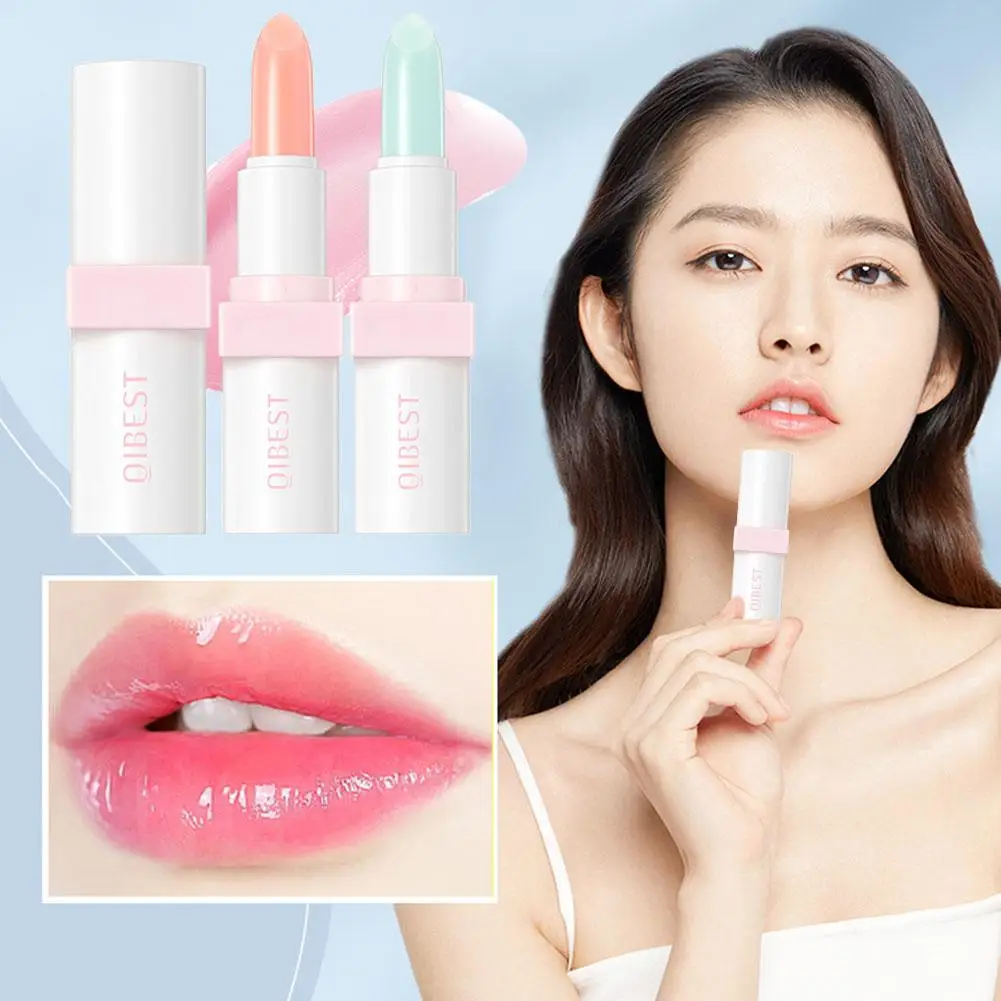 Natural Lip Balm Moisturizing Temperature Changing Lip Gloss Lines Color Lips Lipstick Lip Reduces Makeup Tint Plumper N0B4