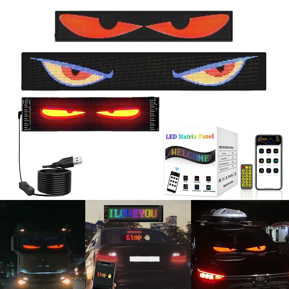 Devil Eye Car Matrix Pixel Screen LED Flexible Auto Window Scrolling Advertising Text Graffiti Animation Programmable Display