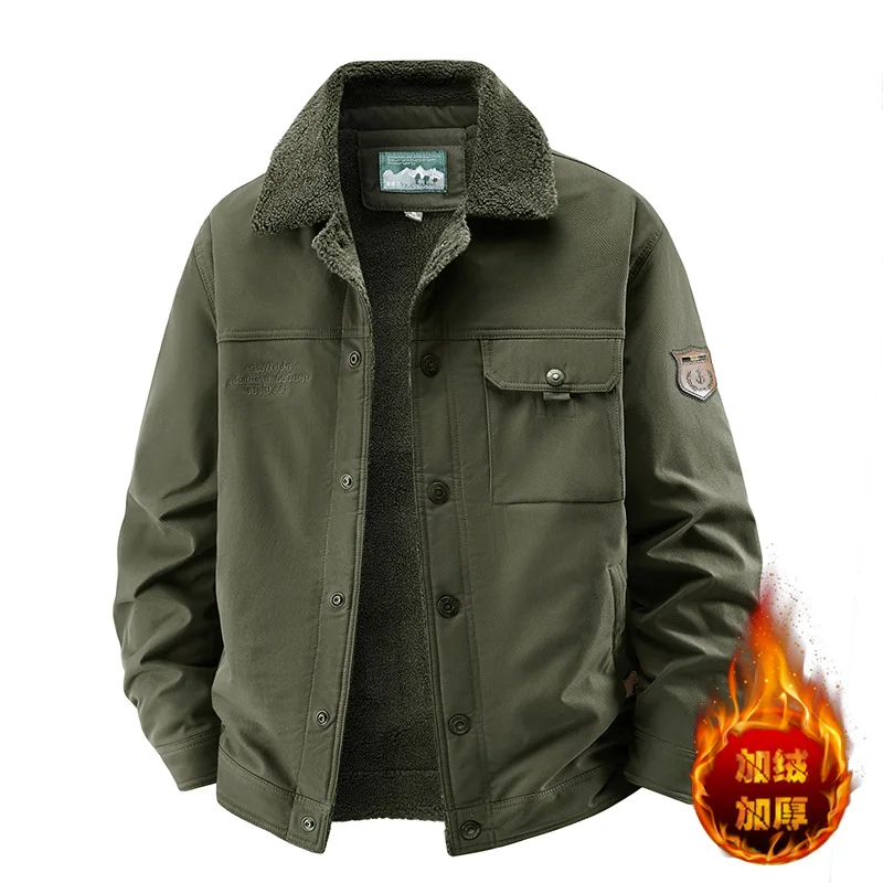 

Men's Thiened Fce Lined Jaet Loose Fit Winter Cotton Coat European Size Long Sle Faion Urban Polyester Fiber