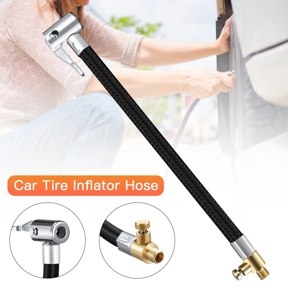 Extractme Tire Inflator Hose Bike Motorcycle Car Tire Air Inflator Hose Inflatable Pump Extension Tube Air Chuck with Connector