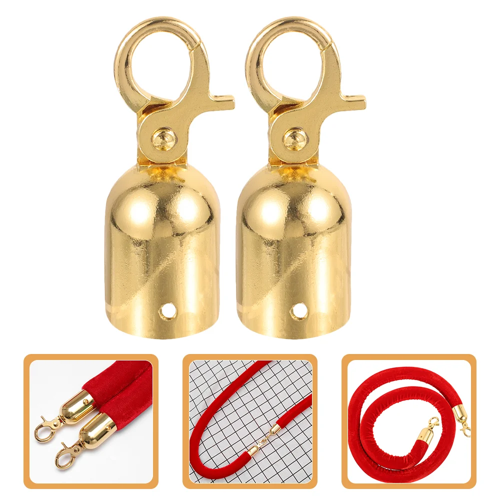 2 Pcs Rope End Stop Cord Snap Hook Carabiner Ferrule Stainless Steel Stopper Metal Lock