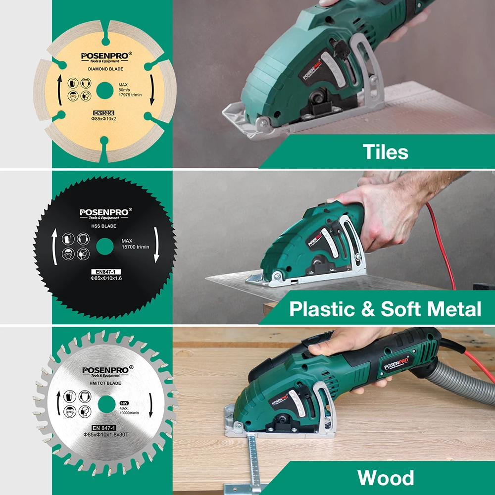 POSENPRO-herramienta de corte de 85mm, hoja de sierra Circular para Mini hoja de diamante, TCT, HSS, corte de cerámica, corte de madera