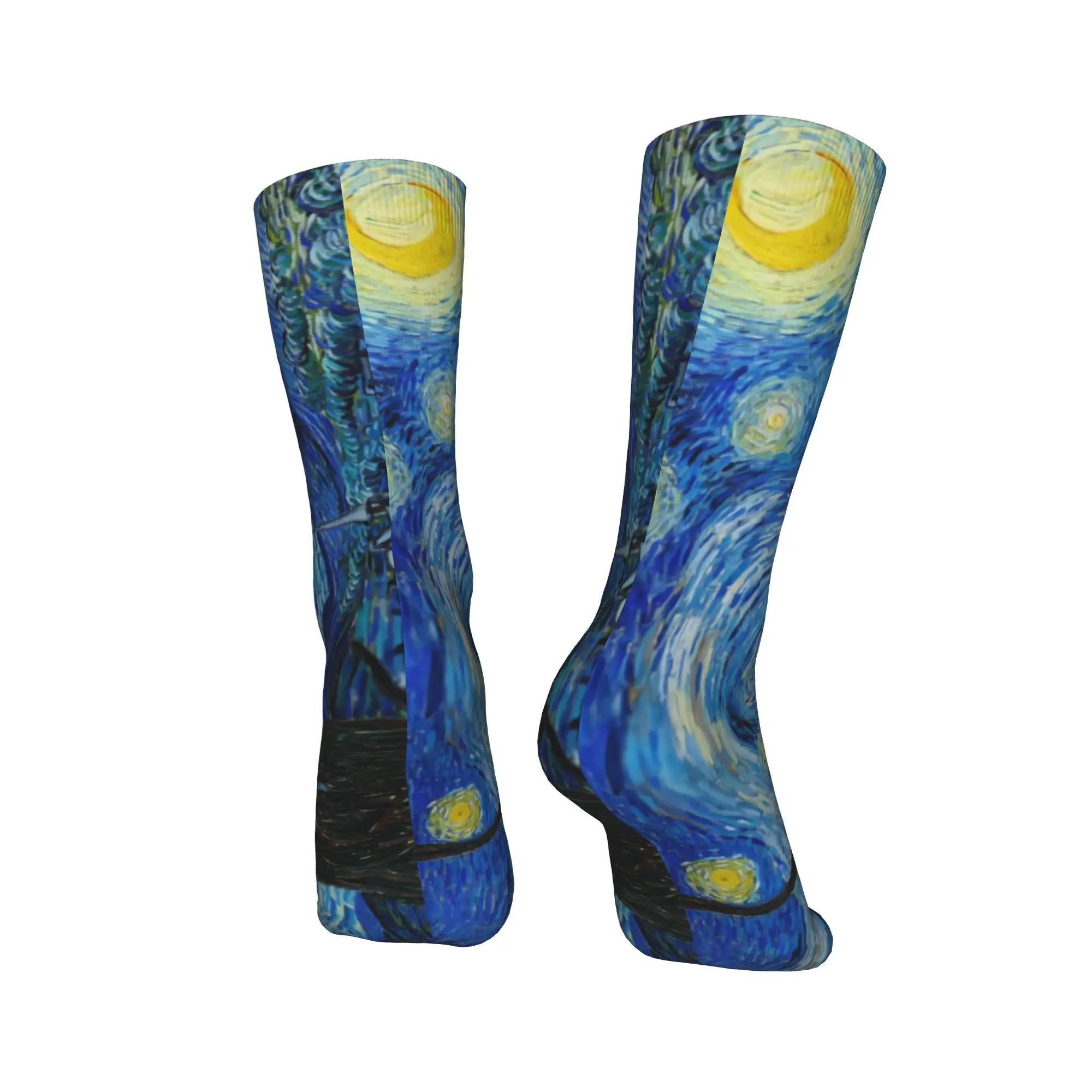 Medias bonitas para mujer, calcetines de noche estrellada de Vincent Van Gogh para hombre, calcetines elásticos con pintura al óleo de otoño, calcetines gráficos artísticos