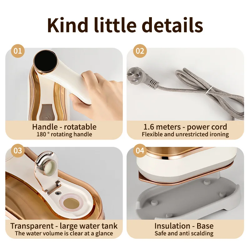 2026 new handheld steam iron 1200W high-power household portable three-speed steamer touch screen rotating iron