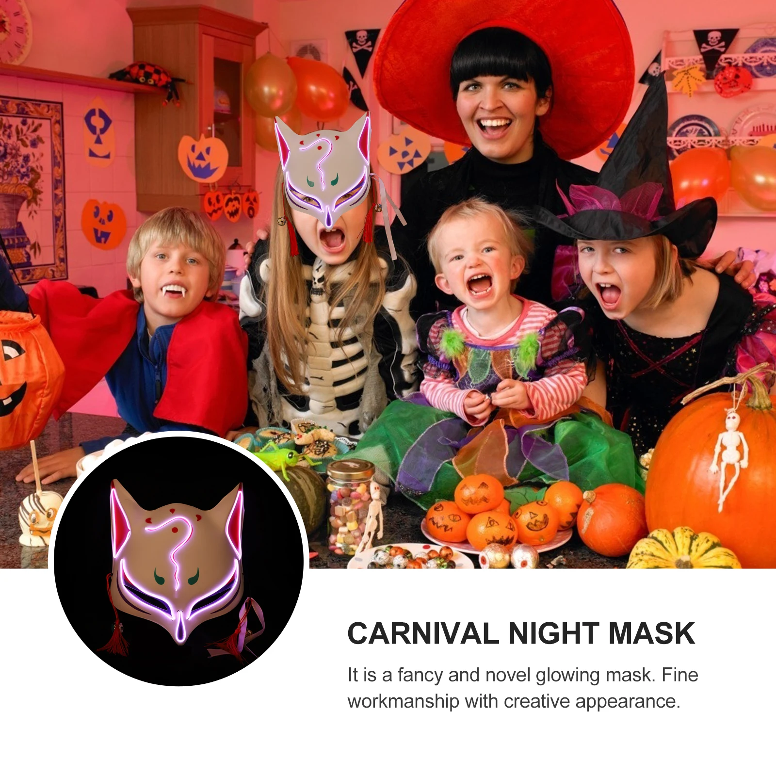 

Fox Glow Plastic Halloween Masquerade Masks Funny Luminous Mask for Couples Creative Carnival Costume Party Luminous Toy