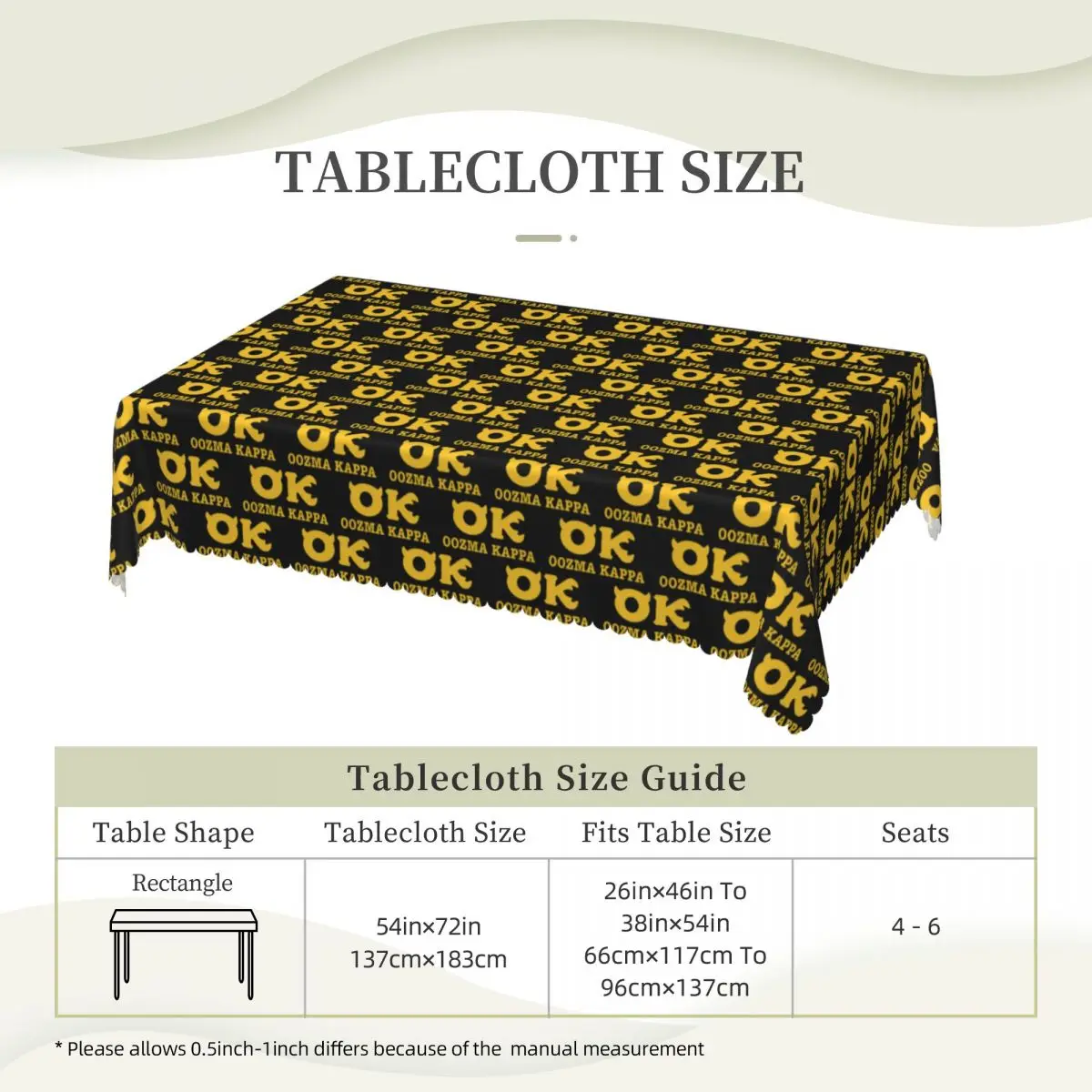 Squishy Oozma Kappa OK Custom Rectangular Tablecloth Waterproof Table Cover for Festival Party Decorations Table Cloth