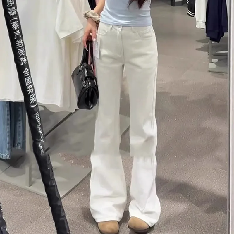 กางเกงยีนส์ทรงกระดิ่งเอวสูงสำหรับผู้หญิง ผ้าบาง ยืดหยุ่น กระชับสัดส่วน กางเกงขายาว ผ้าฝ้ายยืด สำหรับฤดูร้อน