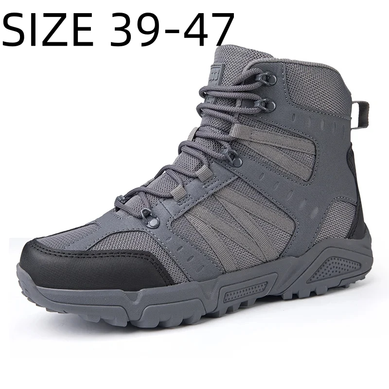 

Outdoor Men Tactical Boots High Quality Breathable Hiking Boots High Walking Sneakers Non-slip Men's Ankle Boots Size 39-47