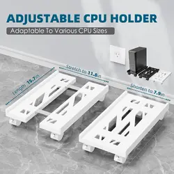 Adjustable Mobile CPU Stand, Ventilated Computer Tower Stand PC Tower Stand with 4 Caster Wheels Fits Most PC, Under Desk Holder