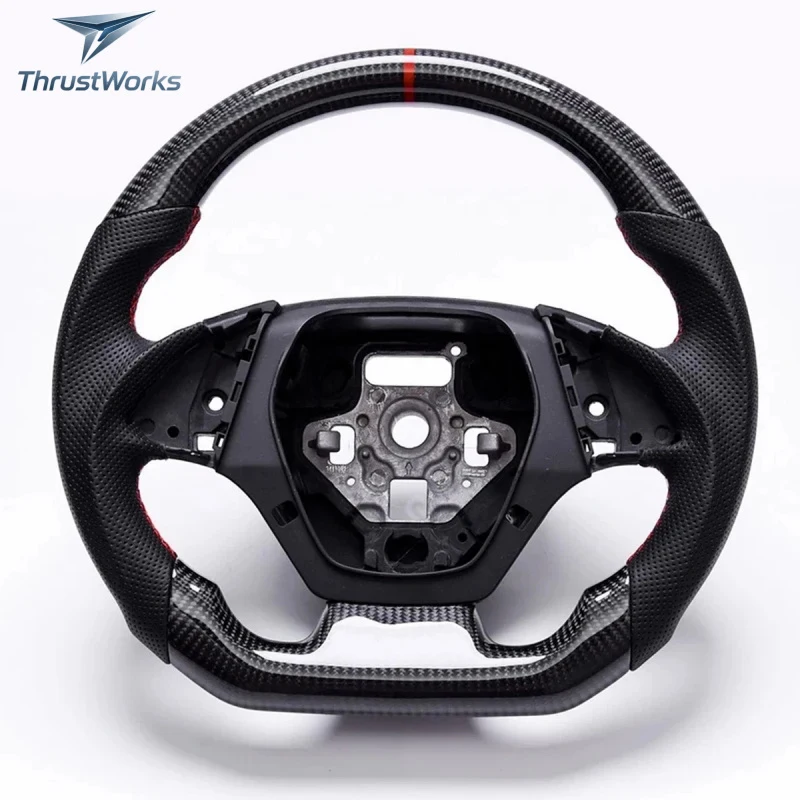 

ThrustWorks Black Leather Carbon Fiber Accept Any Customization Cavalier Captiva Car Steering Wheel New