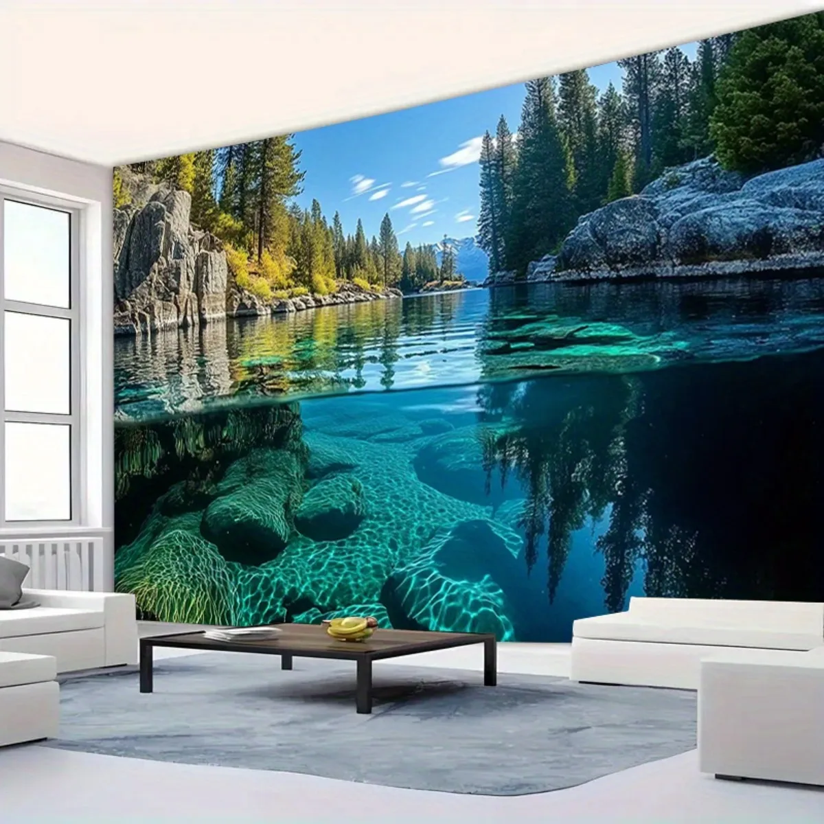 Tropical Underwater Lagoon Tapestry Wall Hanging Art Ocean Reef Nature Coastal Decor Fabric Print for Bedroom Bathroom Home Deco