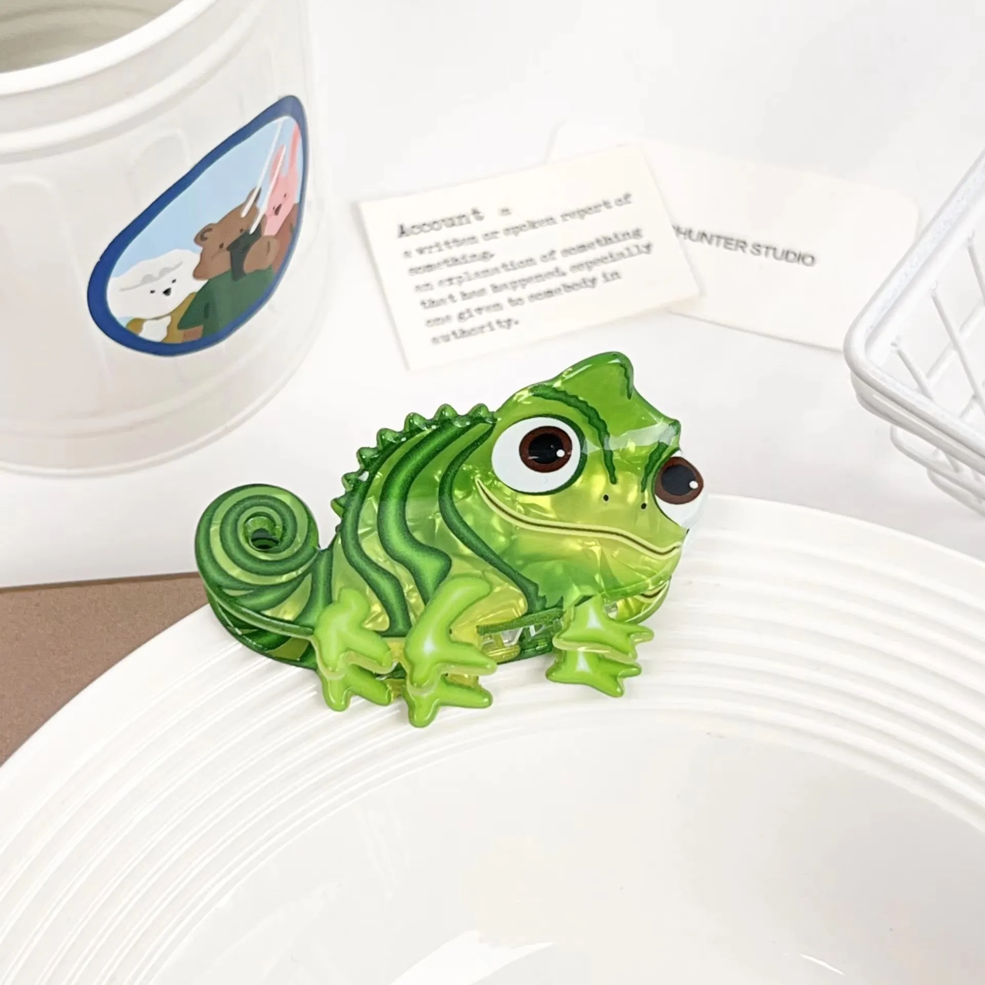 1 New dinosaur acrylic gripper, cute hair accessory, lizard hair clip, back head updo, shark clip image 3