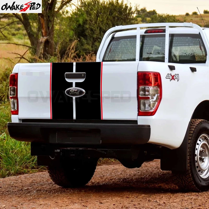 Sport Stripes Car Pickup Trunk Decor Sticker For Ford F-150 Ranger Wildtrak Raptor Auto Body Film OFF ROAD Styling Vinyl Decals