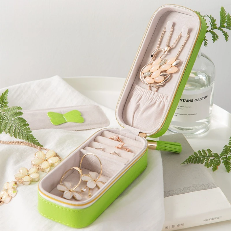

Creative Jewelry Storage Box Travel Portable Jewellery Boxes Eardrop Necklace Display Cases Leather Rings Trinket Organizer Case