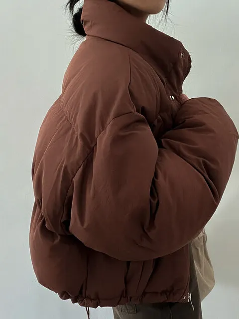 Faionable Thiened ort Cotton Jaet Cappotto da donna in cotone caldo con vestibilità ampia e colletto alla coreana Capispalla invernale chic per piccole fichi...