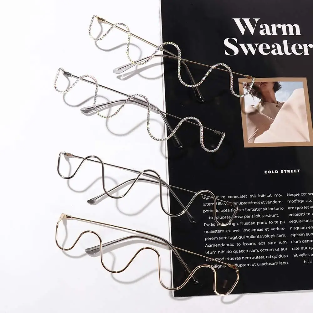 Sunglasses For Men Eyewear Decoration Diamond Sunglasses Frames Fake Glasses Wave Glasses Frames Rhinestone Eyeglasses Frames