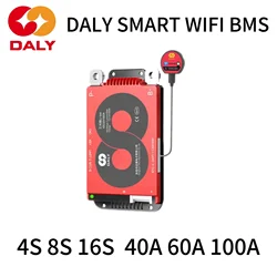 DALY Smart WIFI BMS LiFePo4 4S 8S 16S 40A 60A 100A UART RS485 CAN Parallel Function For lithium battery EBike Energy Storage