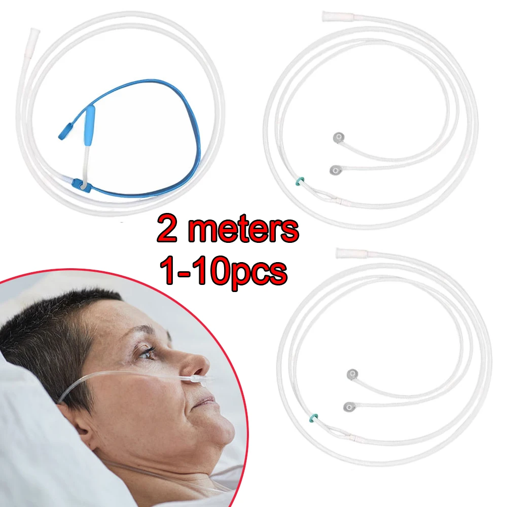 1-10PCS 2M Silicone High-Flow Oxygen Nasal Cannula Headset Nasal Type Hydrogen Inhalation Machine Suction Tube