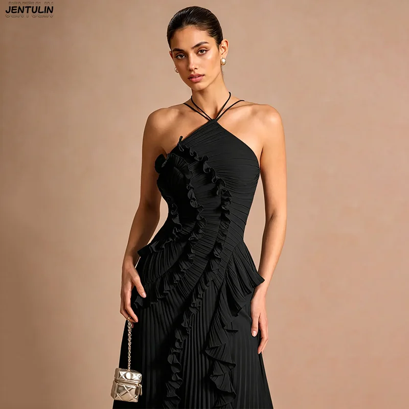 Elegante paarse halter A-lijn  - Y2K Backless Halter Mini Dress recensie en prijs
