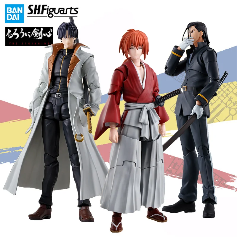 

Bandai S.H.Figuarts Rurouni Kenshin Aoshi Shinomori Himura Kenshin Hajime Saito Anime Action Figure Finished Model Kit Toy Gifts