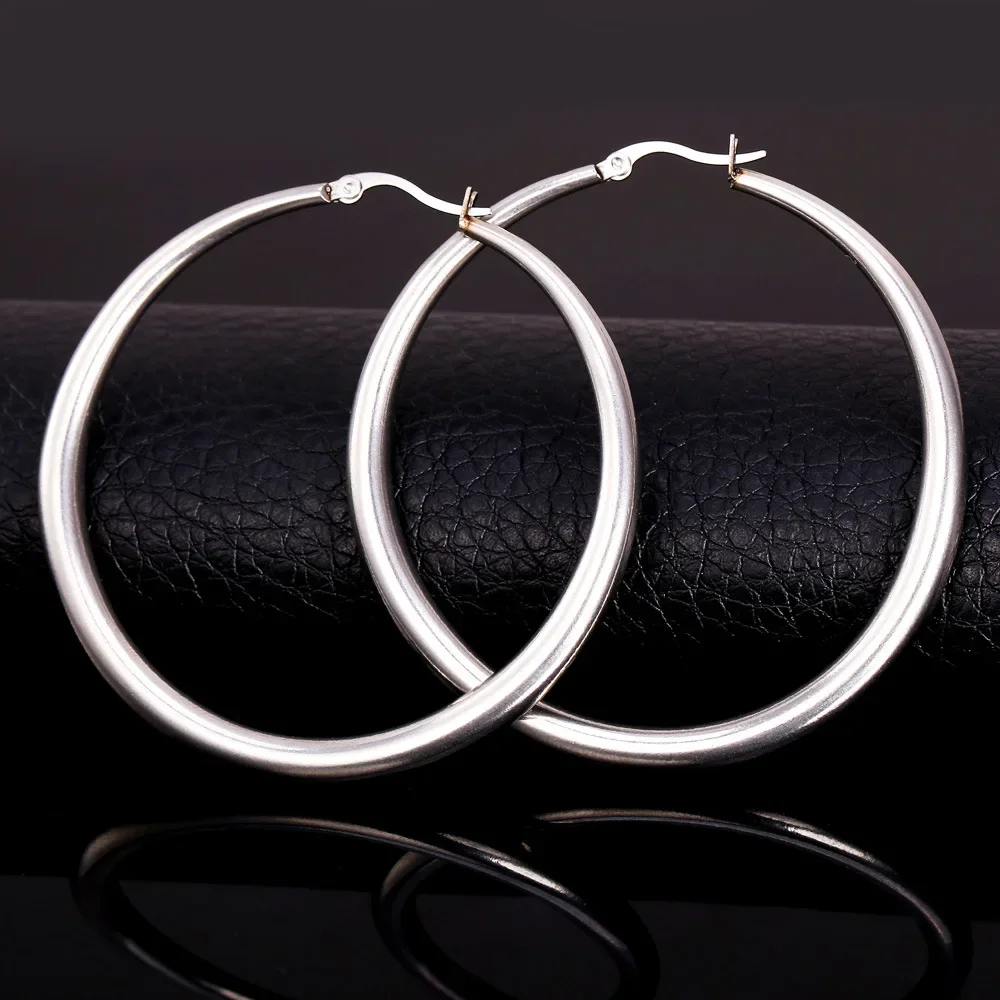 ChainsPro Big Hoop Earrings For Women Stainless Steel Never Fade Gold Color Wedding Accessories Simple Fashion Jewelry E410