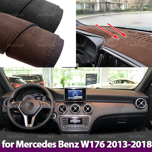Imagen 1 del producto Para Mercedes Benz Clase A W176 2013-2018 alfombrilla antideslizante de cuero de gamuza cubierta de salpicadero de coche alfombrilla protectora LHD RHD