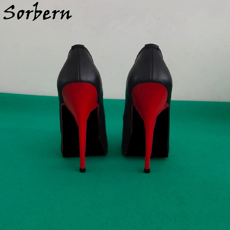 Sorbern 16Cm High Heel Stilettos Women Pump Shoes Real Leather Black Red Heels Pointed Toe Slip On Shoes Custom Colors