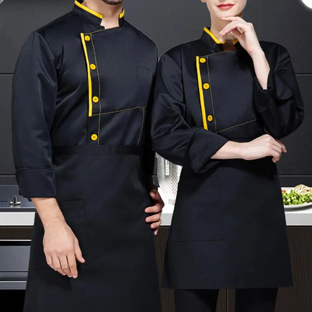 Classic Chef Overalls Stain-resistant Chef Uniform for Kitchen Bakery Short Sleeve Stand Collar Top for Cooks for Comfort