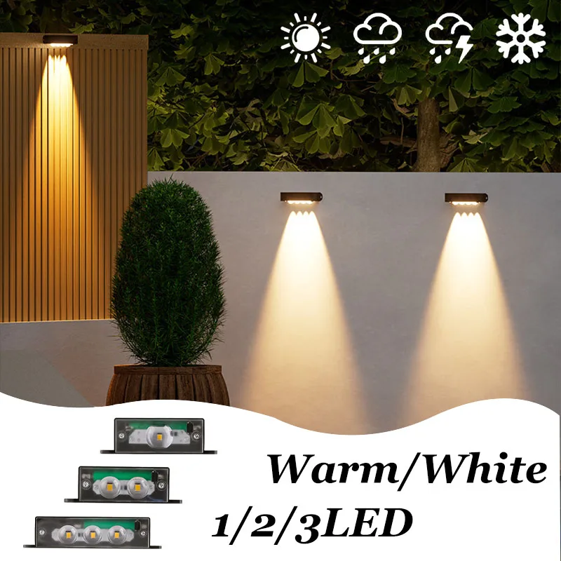 

1/2/3 LED Solar Wall Light Outdoor Courtyard Villa Landscaping Wall Light Waterproof Wall Washer Garden Balcony Decorative Light