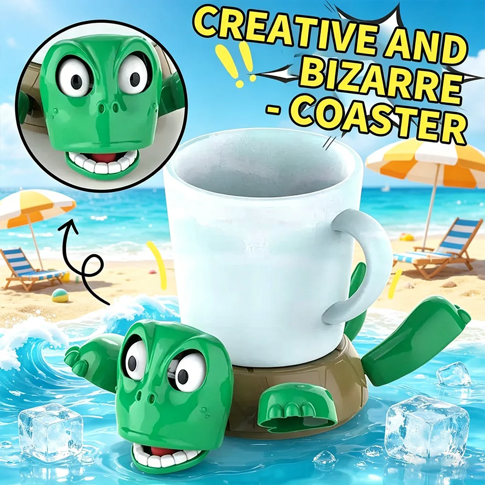 Novelty Funny Squeeze Turtle Coaster Heat Resistant Cup Mat Stress Relief Desk Decor Gift