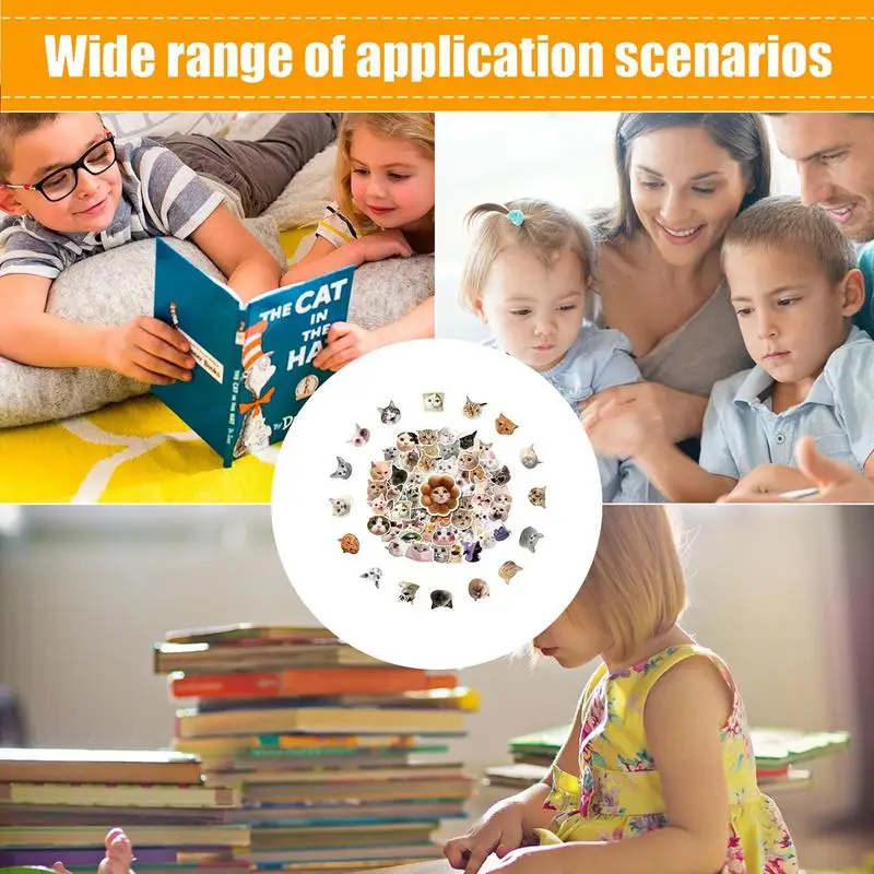 Pak stiker kucing lucu tahan air stiker kucing realistis dan beruntung untuk Laptop sepeda ponsel Skateboard hadiah untuk anak-anak