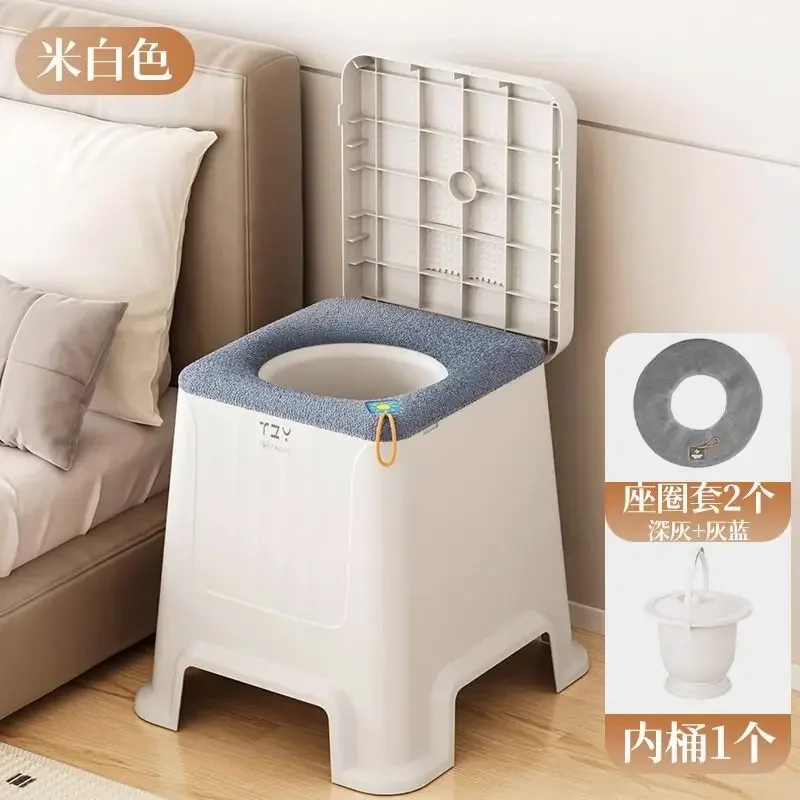 No-Clean Odor-Proof Portable Commode Thickened Foldable Bedside Toilet For Elderly Protective Potty WC Home Medical Furniture