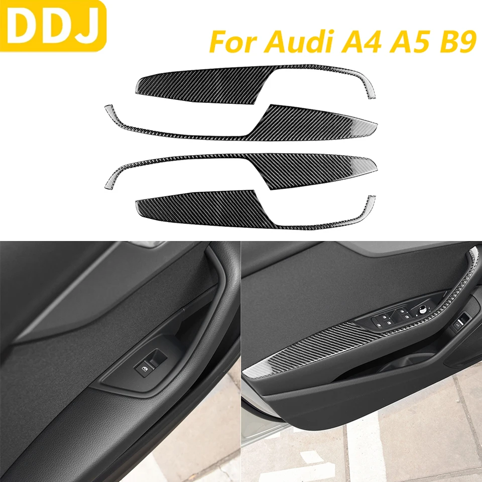 For Audi A4 A5 B9 2017-2024 Carbon Fiber Front Rear Inner Door