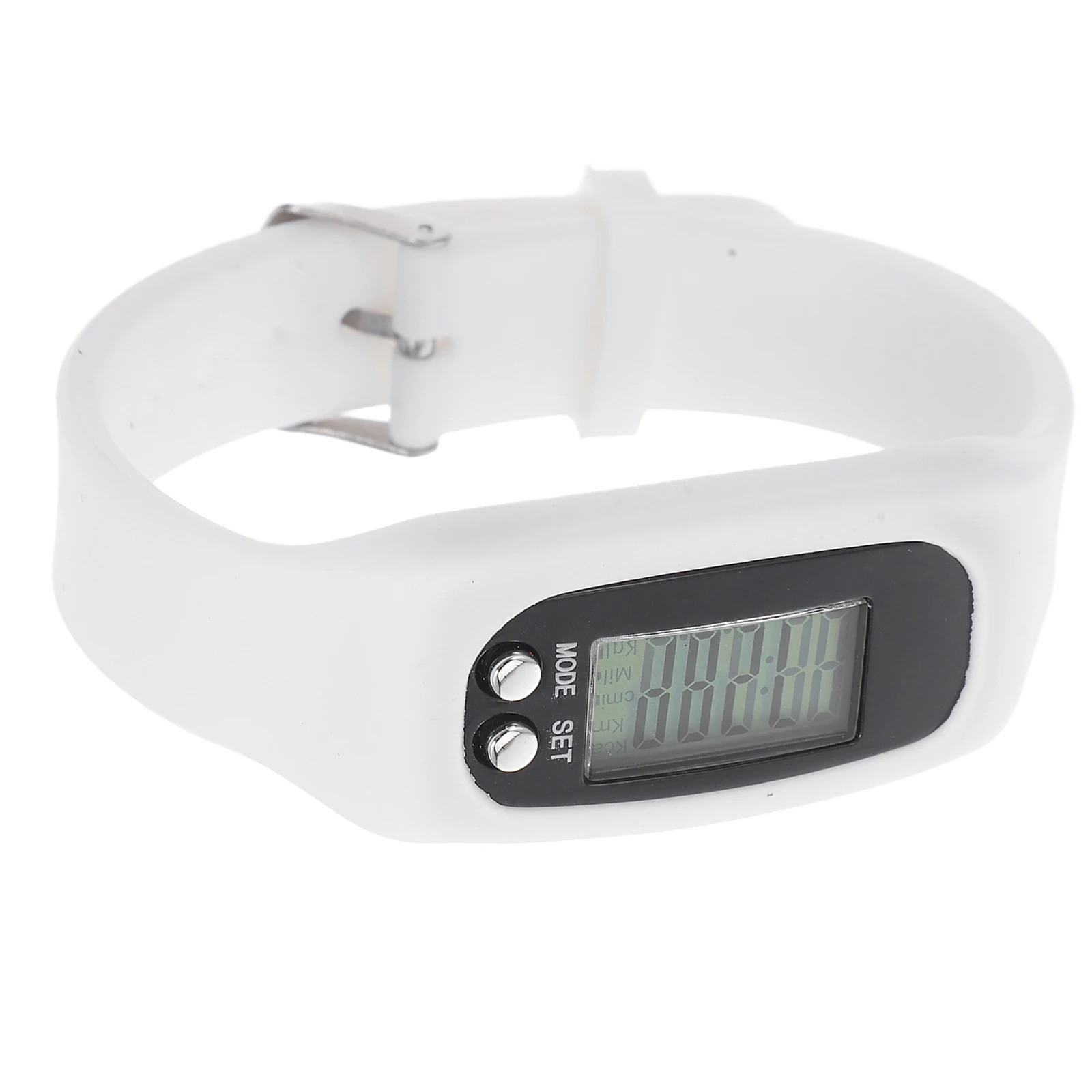1Pcs Smart Sports Watch Silicone Pedometer Step Counter Running Walking Band Detachable Core Time Display White for Fitness